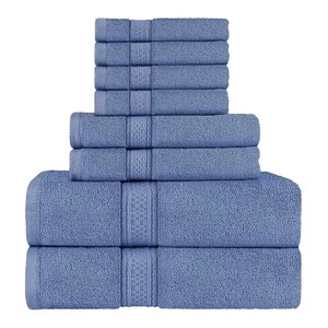 Ensemble de serviettes en coton bleu, couleur unie, rectangulaires, teintes, style usage domestique - Product Image 1