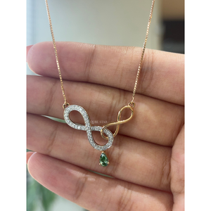 Elegante Collar Infinito con Diamante Cultivado en Laboratorio de 0.45 Ct, Colgante Infinito Dorado Trenzado con Acento de Pera, Joyería Fina para Mujer - Product Image 2