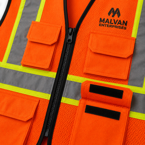 Chaqueta de Trabajo Reflectante de Alta Visibilidad para Electricista, con Impresión en Relieve, Bolsillo para Llaves, de Poliéster Resistente al Desgaste - Product Image 3