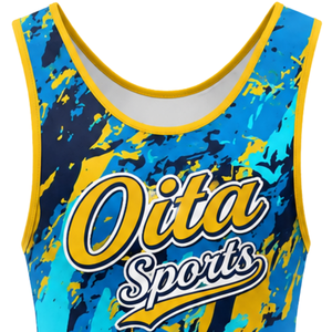 <b>Men</b> Blue Yellow Sublimated <b>Wrestling</b> <b>Singlet</b> Polyester Athletic Sports Uniform Sleeveless <b>Wrestling</b> Apparel Training Match - Product Image 4
