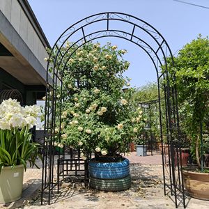 Arco da Giardino in Metallo Nero con Dimensioni L59 x L17.71 x H90.55, Supporto per Piante Rampicanti, Traliccio per Rose, Recinzione/Porta da Esterno - Product Image 1