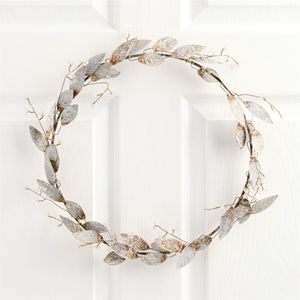 Guirlande murale rustique en métal en forme de feuilles, décoration suspendue effet vieilli, art d'intérieur vintage style ferme, vente en gros, guirlande de Noël - Product Image 1