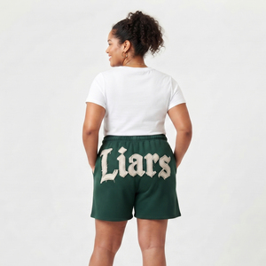 Shorts amples en molleton 100 % coton French Terry brodés effet usé grande taille pour femme - Product Image 2