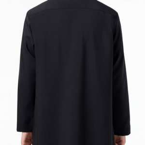 Nouvelle conception 2026 – Thobes longs noirs à col et boutons, style Daffah Jubbah, excellente qualité, pour adultes (Qatar, Oman, Dubaï) - Product Image 4