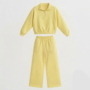 Ensemble de survêtement 2 pièces vert menthe pour femme, haut zippé à manches longues et pantalon large, coupe décontractée, toutes saisons, en molleton, pour la détente - Product Image 4