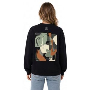 Sweat-shirts graphiques noirs pour femmes, style urbain, confortables, en pur coton brossé, molleton épais, col tombant - Product Image 3