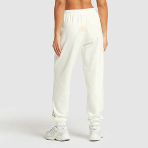 Pantalon de survêtement streetwear d'hiver pour femme avec logo personnalisé, 100 % coton biologique molletonné, marque personnalisée, couleur blanche, haute qualité, coupe large - Product Image 2