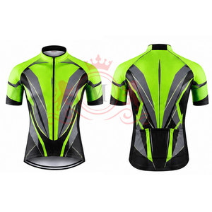 Ensemble maillot et short de cyclisme pour homme, vert et noir, manches courtes, fermeture éclair sur le devant, pour adultes - Product Image 4