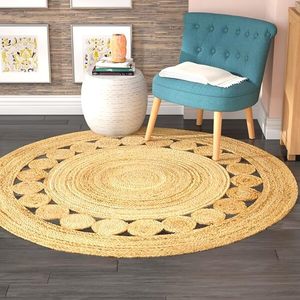 Wholesale <b>Round</b> Jute Braided Dot Rug Handwoven Reversible Boho <b>Carpet</b> for Living Room Bedroom Kitchen Patio Farmhouse OEM ODM - Product Image 4