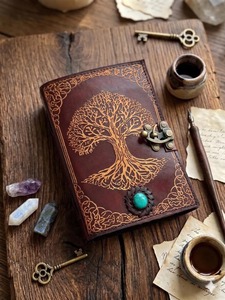 Diario de Cuero Vintage Hecho a Mano, Diario de Viaje Personalizado de Cuero, Cuaderno de Cuero, Diario de Escritura de Cuero Grabado, Antideslizante - Product Image 1