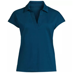 Chemises décontractées pour femmes, grande taille, col en V, manches courtes, coupe ample, OEM, vente en gros, polyester/coton - Product Image 4