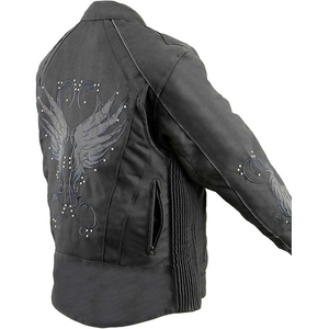 SAMROZ SPORTS Unisex Reflective Full Sleeve <b>Studded</b> Wings Black Textile Moto Jacket - Product Image 2