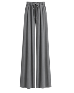 Custom Grey Wide Leg Pants Women Casual High Waist <b>Drawstring</b> <b>Trousers</b> Loose Fit Straight Pants Comfortable Lounge Wear Fashion - Product Image 1