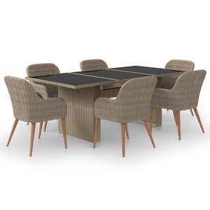 Conjunto de Comedor Grande de Ratán Sintético Marrón, Múltiples Asientos, Conjunto para Jardín - Product Image 2