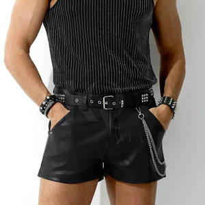 Shorts en cuir décontractés pour hommes, coupe ample, intérieur doux et look prêt-à-porter pour tous les jours - Product Image 4