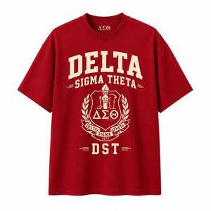 Camiseta de Manga Corta Delta Sigma Theta DST 1913 para Hombre, Cuello Redondo, Informal, de Algodón, con Ribete en Contraste y Estampado de Letras - Product Image 5