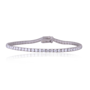 925 Sterling Silver Adjustable Tennis <b>Bracelet</b> with Round Brilliant Cut CVD Lab Grown Diamonds | Elegant Women's Fine Jewelry - Product Image 3