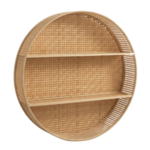 Minimalist Rattan Round Wall Shelf Decorative Storage <b>Rack</b> for Luxury Resort Spa and Restaurant Display Handmade Bamboo - Product Image 2