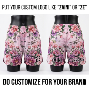Shorts de basket-ball pour femmes en maille polyester premium 220 GSM, imprimé floral rose et violet, logo personnalisé par sublimation - Product Image 1