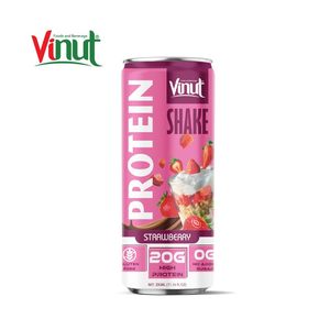 Shake protéiné à la fraise VINUT (Riche en protéines, sans gluten, sans sucre) Marque privée Échantillon gratuit Fabricant vietnamien 24 canettes/plateau - Product Image 1