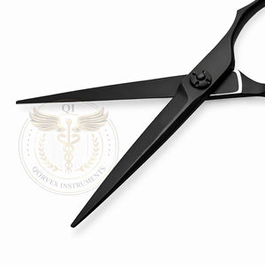 Juego de tijeras de barbero negras premium hechas de acero inoxidable de alta calidad, kit profesional para cortar y entresacar el cabello - Product Image 3