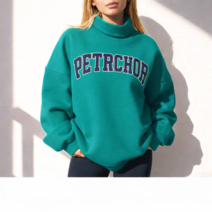 Sweat-shirt décontracté à col montant oversize pour femme, tissu doux, pull ample pour l'hiver - Product Image 4