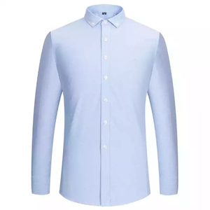 <b>Men's</b> Light Blue <b>Short</b> Sleeve O-Neck Knitted Oxford Shirt Oversized Fit Solid Breathable 100% Cotton Casual - Product Image 1