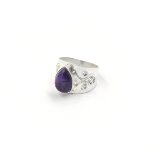 Handmade Purple Amethyst <b>Statement</b> <b>Ring</b> Natural Gemstone Brass Silver Plated Matte Finish Boho September Birthstone - Product Image 4