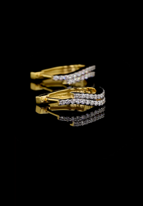 Élégantes boucles d'oreilles créoles Bali en diamant de laboratoire, finition or, boucles d'oreilles créoles de luxe pour femmes, à porter au quotidien, bijoux de fête - Product Image 2