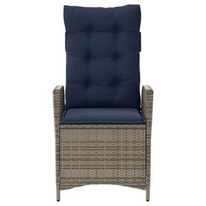 Gray Poly <b>Rattan</b> <b>Reclining</b> Patio <b>Chair</b> with Cushions - Product Image 4