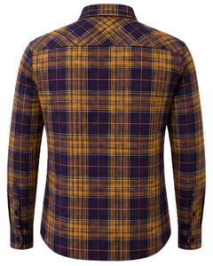 Manufacturer Custom Mustard Purple Plaid Men Casual Flannel Shirt Slim Fit Button Down Long Sleeve Cotton <b>Checkered</b> Fashion <b>Top</b> - Product Image 2