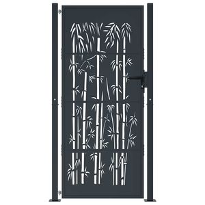 Portail de jardin en acier anthracite motif bambou 39,4x78,7 po Clôtures, treillis et portails - Product Image 3
