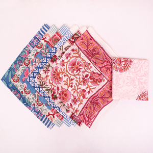 Indian Floral Handprinted Cotton Bandana, Lightweight Eco-Friendly Scarf, Stylish <b>Head</b> <b>Wrap</b> For Men & Women - Product Image 4