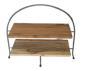 Nouveau design support à cupcakes en bois à 2 niveaux tour plateau de présentation à desserts grand plateau de service rectangulaire support à cupcakes en bois - Product Image 1