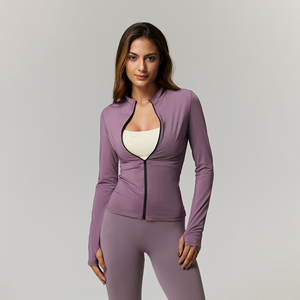 Women Yoga <b>Jacket</b> Slim Fit Stretch Activewear Zip Up Sports Top for Gym <b>Workout</b> Running Fitness Training Wear - Product Image 1