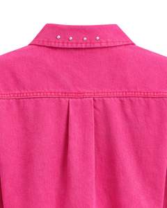 Chaqueta Vaquera Corta Rosa Personalizada para Mujer con Adornos de Pedrería y Botones, Manga Larga, Estilo Casual y a la Moda - Product Image 6