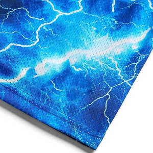 Shorts décontractés pour hommes en maille 100 % polyester, respirants, séchage rapide, avec imprimé éclair fendu, taille élastique à cordon de serrage - Product Image 6