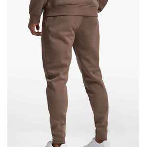 Pantalon de jogging en molleton beige pour homme, taille élastique, poches latérales, décontracté, pour l'automne, mi-lourd, tricoté - Product Image 3