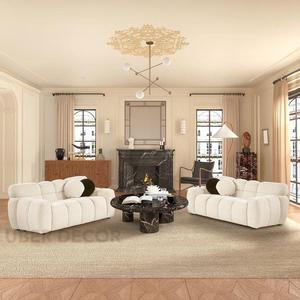 Uber Decor Marseille 64,96 ''2 plazas Modern Boucle Loveseat Wave Silueta Tufted Grid Design Tela personalizable Sala de estar - Product Image 5