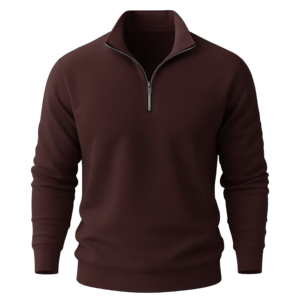 Pull à col montant zippé pour homme, bleu marine uni, tricoté, coupe classique, idéal pour l'automne - Product Image 3