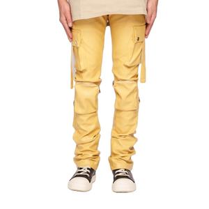 Nouvelle tenue 2026, faible MOQ, pantalon en cuir empilé pour homme, couleur unie, sur mesure, pantalon en cuir empilé pour homme en gros, prix OEM - Product Image 1