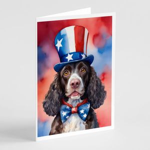 Lunatique A7 Taille 5x7 Patriotic American Water Spaniel Note Cards Pack 8 Cartes Vierges avec Enveloppes pour Salutations - Product Image 1