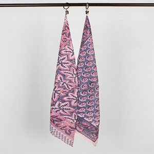 Écharpe carrée en coton à motifs floraux tendance, bandana multifonctionnel, printemps été, rose, violet, bandana à motifs - Product Image 2