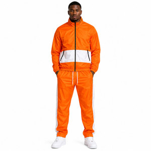 Men’s Orange Tracksuit 2 Piece Reflective Windbreaker Jogging Set <b>Summer</b> 100% Nylon Outfit Starter <b>Jacket</b> Vintage - Product Image 1