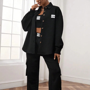 Conjunto deportivo para mujer, chándal ajustado de algodón y poliéster, chaqueta con cremallera, pantalones deportivos, transpirable, elástico, ropa deportiva para gimnasio. - Product Image 1