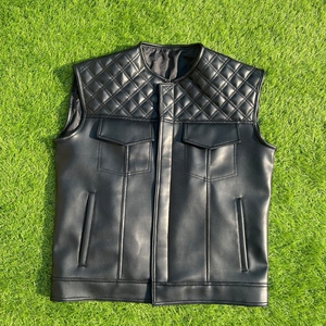Gilet de moto en cuir de haute qualité pour homme, cuir souple, brillant, durable et flexible, gilet de motard - Product Image 1