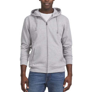 Sweat-shirts à capuche pour hommes en satin 100 % coton épais, gris chiné, respirants, entièrement zippés, avec logo personnalisé, vente en gros 2026 - Product Image 1