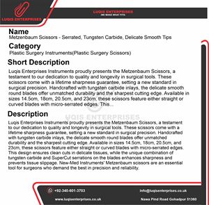 Metzenbaum Scissors Serrated Tungsten Carbide Delicate Smooth Tips Surgical Instrument Stainless Steel <b>Precision</b> <b>Tool</b> - Product Image 5