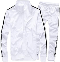 Ensemble de survêtement imprimé uni pour homme, manches longues, col boutonné, cordon de serrage, tenue décontractée sportive, respirant, polaire, polyester, automne