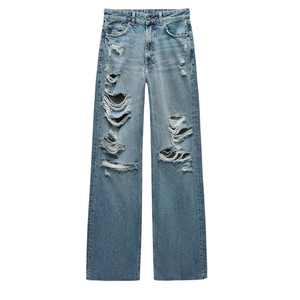 Vente en gros de pantalons jeans déchirés en denim pour hommes, coupe étroite, mode tendance OEM, commande en gros directe d'usine, bas quantité minimale de commande - Product Image 6